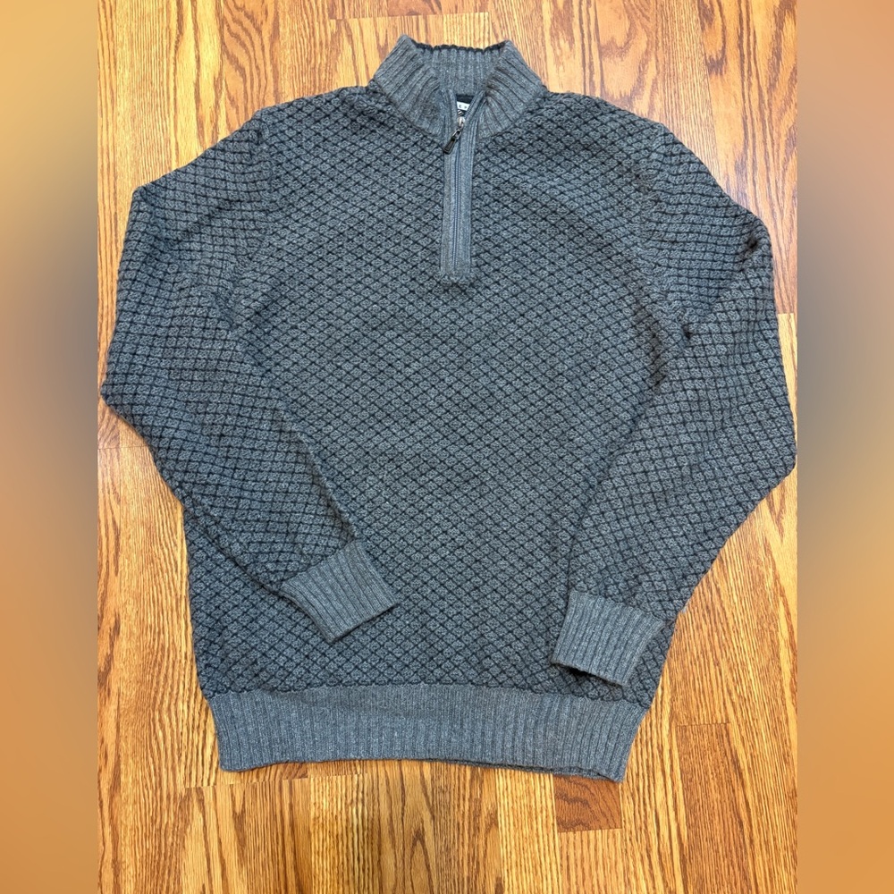 Joseph Abboud Men’s Charcoal Wool 1/4 Zip Sweater XXL Preppy Ivy League Career